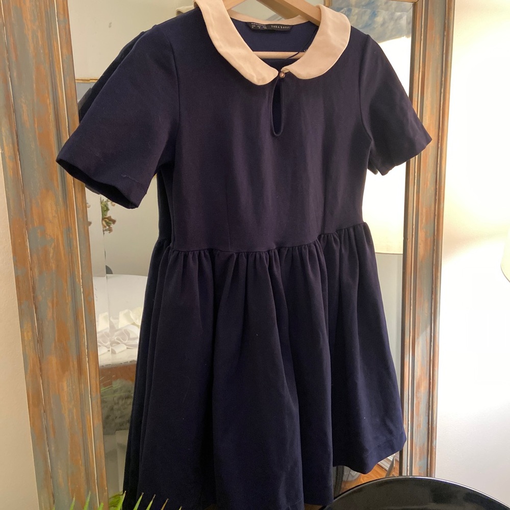 Zara Basic Baby Doll Dress in Dark Navy Blue